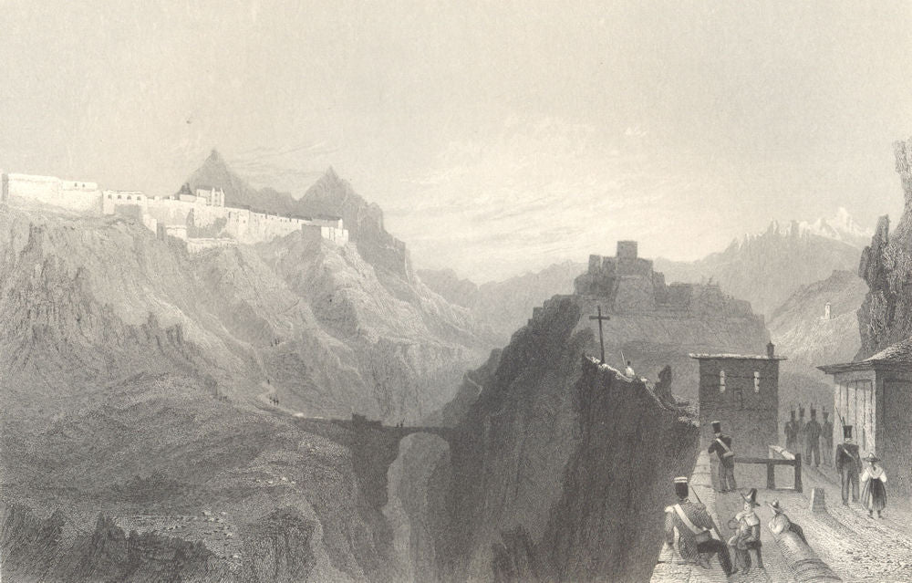 HAUTES-ALPES. Approach to Briançon from Mont Genèvre. Soldiers. BARTLETT 1838
